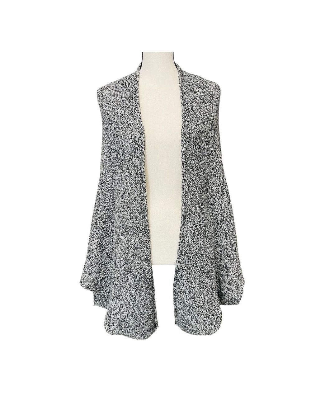ASTR Grey Women's Open Shrug Front Knit Sweater - Black and White